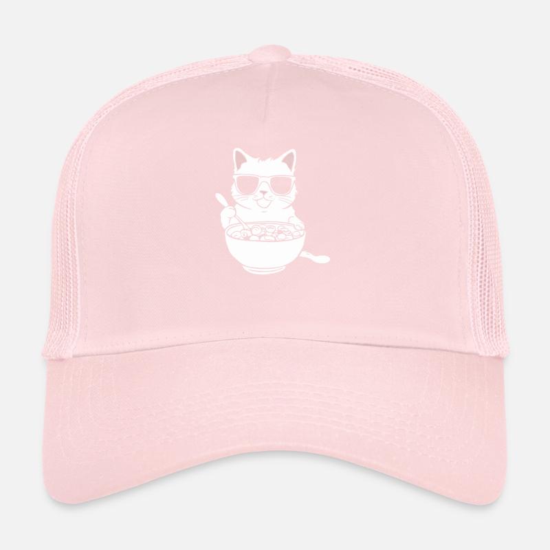 Chat avec des lunettes de soleil mangeant des céréales Casquette trucker 