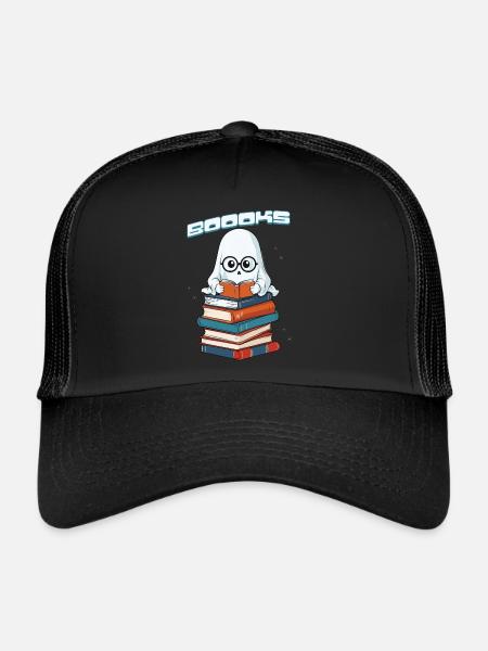 Cute Book Lover Ghost Funny Saying - Trucker Cap - black/black - Front
