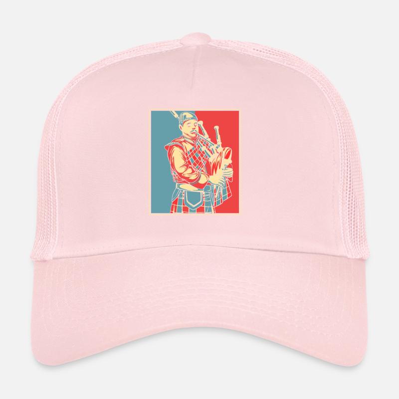 Bagpiper Portrait Great Highland Bagpipe Lessons Trucker Cap