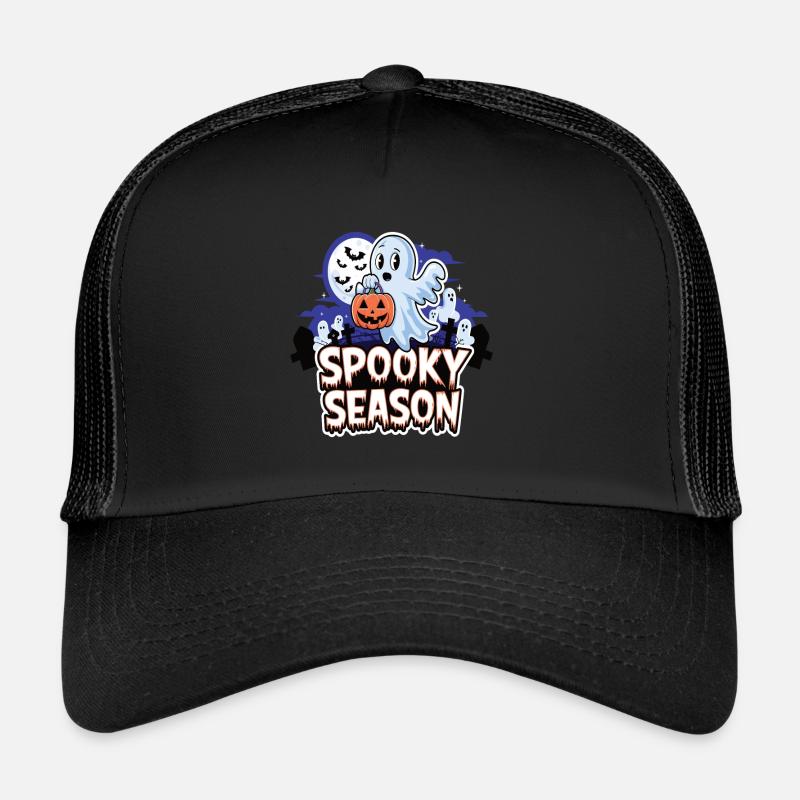 Cute Halloween Ghost Spooky Season Ghost - Trucker Cap - Schwarz/Schwarz