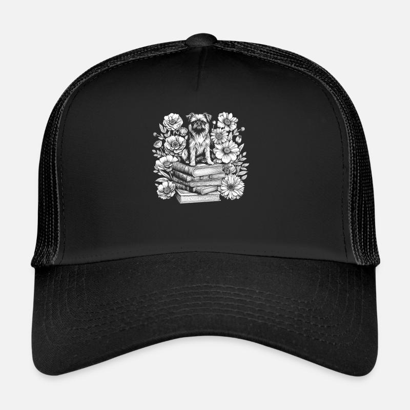 Brussels Griffon Blumenbuchleser - Trucker Cap - Schwarz/Schwarz
