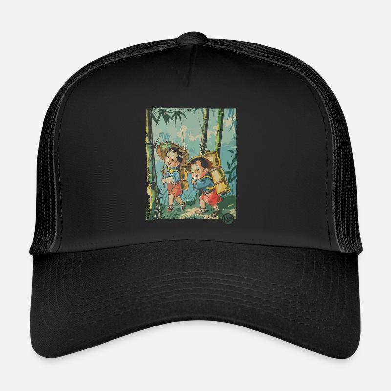 Enfants chinois : Randonnée dans la forêt de bambous Casquette trucker 