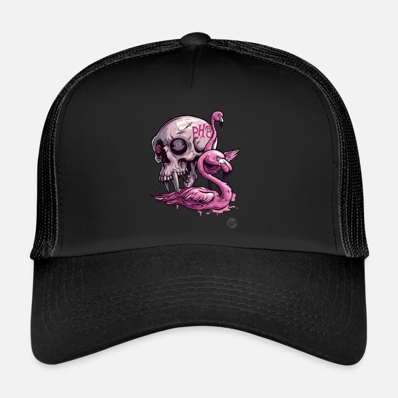 Pinker Primatenschädel & Flamingo: Tropische Vibes Trucker Cap