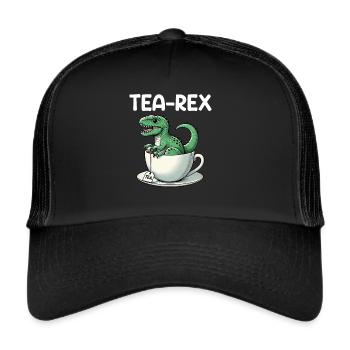 Tee Rex Dinosaurier Liebhaber T-Rex Tea Tasse - Trucker Cap - Schwarz/Schwarz - Vorne