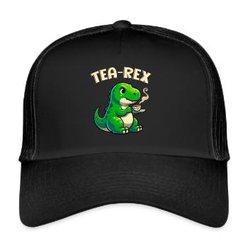 Tee Rex Dinosaurier Liebhaber T-Rex Tea Tasse - Trucker Cap - Schwarz/Schwarz - Vorne