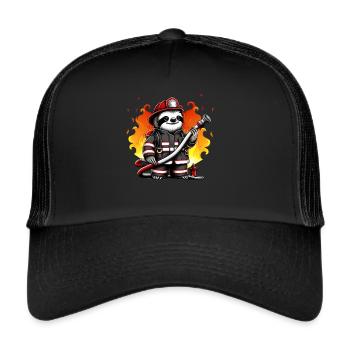 Faultier Feuerwehrmann Feuerwehr Berufsfeuerwehr - Trucker Cap - Schwarz/Schwarz - Vorne