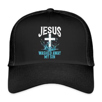 Taufe Getaufte Christliche Jesusgott -Bibel - Trucker Cap - Schwarz/Schwarz - Vorne
