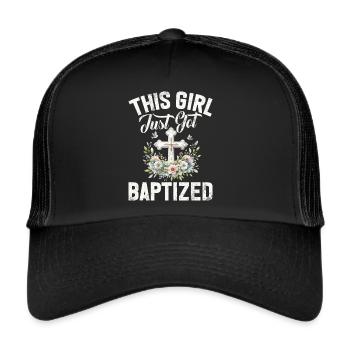 Taufe Getaufte Christliche Jesusgott -Bibel - Trucker Cap - Schwarz/Schwarz - Vorne