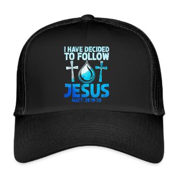 Taufe Getaufte Christliche Jesusgott -Bibel - Trucker Cap - Schwarz/Schwarz - Vorne