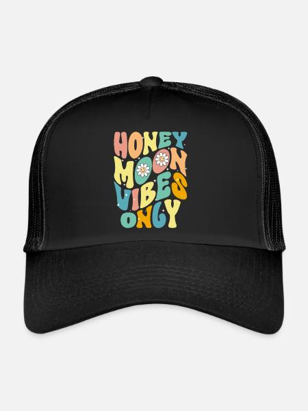 Flitterwochen Ehemann Ehefrau Paare Urlaubs - Trucker Cap - Schwarz/Schwarz - Vorne