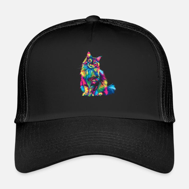 Ragdoll Katze Popart - Trucker Cap - Schwarz/Schwarz