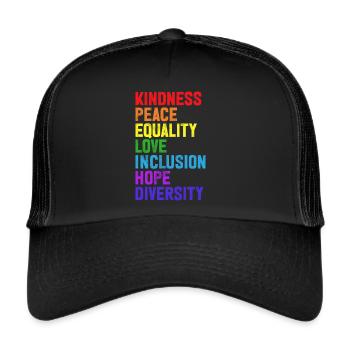 Gleichheit LGBTQ Rainbow Flag LGBTQ Stolz - Trucker Cap - Schwarz/Schwarz - Vorne