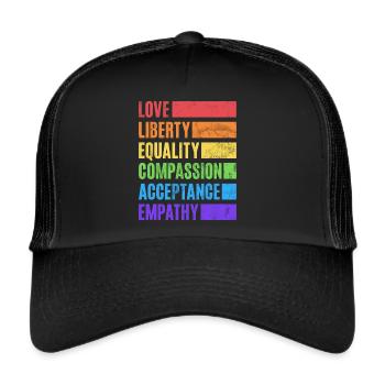 Gleichheit LGBTQ Rainbow Flag LGBTQ Stolz - Trucker Cap - Schwarz/Schwarz - Vorne