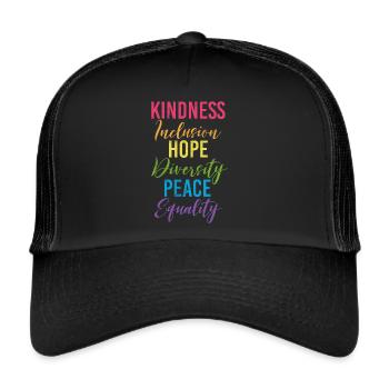 Gleichheit LGBTQ Rainbow Flag LGBTQ Stolz - Trucker Cap - Schwarz/Schwarz - Vorne