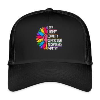 Gleichheit LGBTQ Rainbow Flag LGBTQ Stolz - Trucker Cap - Schwarz/Schwarz - Vorne