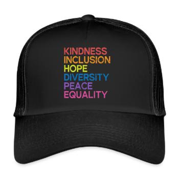 Gleichheit LGBTQ Rainbow Flag LGBTQ Stolz - Trucker Cap - Schwarz/Schwarz - Vorne