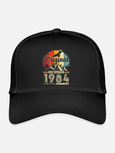 Original Décembre 1984 Vintage Anniversaire - Casquette trucker  - noir/noir - Devant