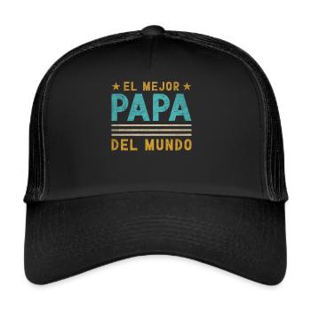 Spanischer Vater Zweisprachiger Latino Vatertag - Trucker Cap - Schwarz/Schwarz - Vorne