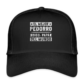 Spanischer Vater Zweisprachiger Latino Vatertag - Trucker Cap - Schwarz/Schwarz - Vorne