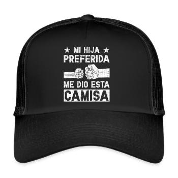 Spanischer Vater Zweisprachiger Latino Vatertag - Trucker Cap - Schwarz/Schwarz - Vorne