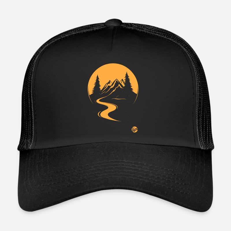 Natural scenery with trees, river and mountains Trucker Cap