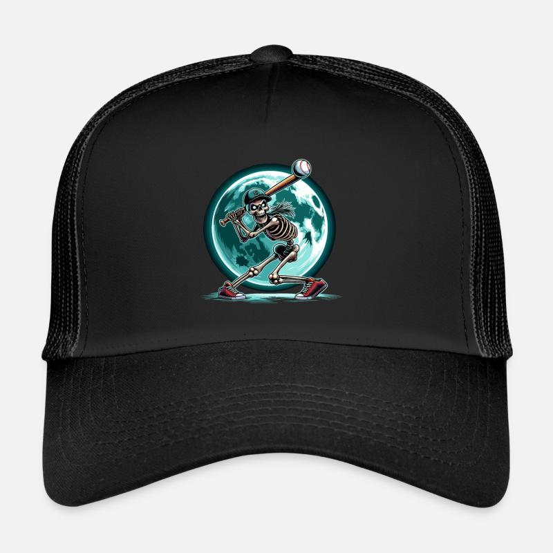 Halloween Baseball Skeleton Horror Baseball Player Trucker Cap