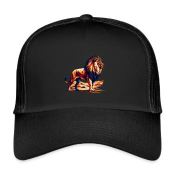 Polygon Lion Design Géométrie Lion Puissant - Casquette trucker  - noir/noir - Devant