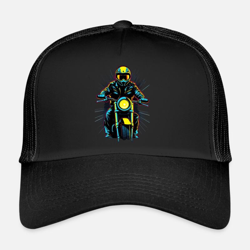 Neon rider on motorcycle Trucker Cap