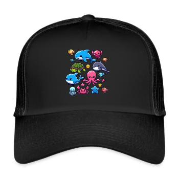 Colorful sea creatures for kids Sea creatures - Trucker Cap - black/black - Front