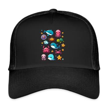 Colorful sea creatures for kids Sea creatures - Trucker Cap - black/black - Front