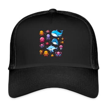 Colorful sea creatures for kids Sea creatures - Trucker Cap - black/black - Front