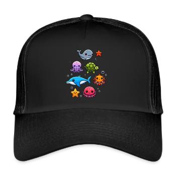 Colorful sea creatures for kids Sea creatures - Trucker Cap - black/black - Front