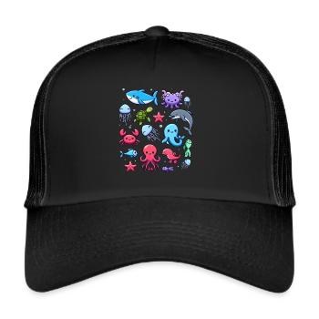 Colorful sea creatures for kids Sea creatures - Trucker Cap - black/black - Front