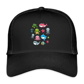 Colorful sea creatures for kids Sea creatures - Trucker Cap - black/black - Front