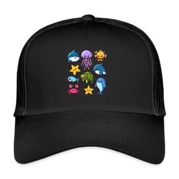 Colorful sea creatures for kids Sea creatures - Trucker Cap - black/black - Front