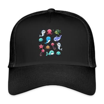 Colorful sea creatures for kids Sea creatures - Trucker Cap - black/black - Front