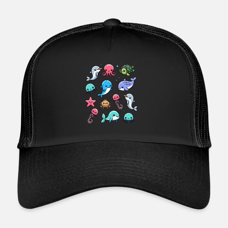 Créatures marines colorées pour les enfants Créatures marines Casquette trucker 