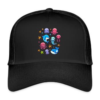 Colorful sea creatures for kids Sea creatures - Trucker Cap - black/black - Front