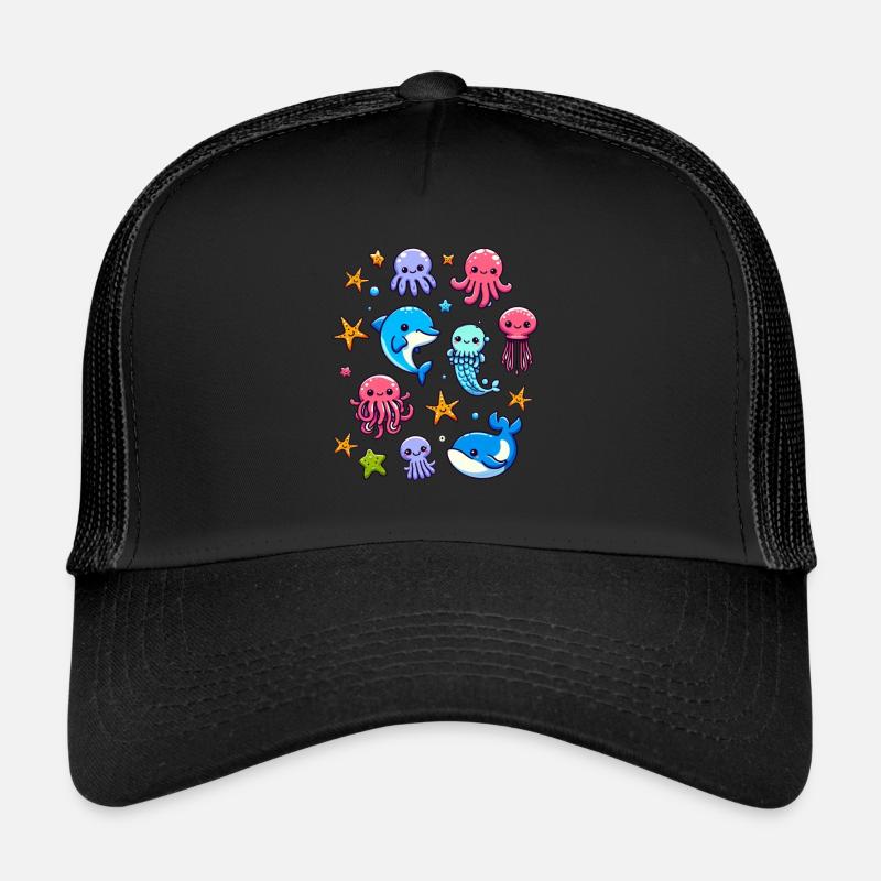 Créatures marines colorées pour les enfants Créatures marines Casquette trucker 
