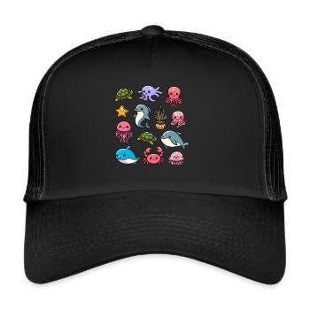 Colorful sea creatures for kids Sea creatures - Trucker Cap - black/black - Front