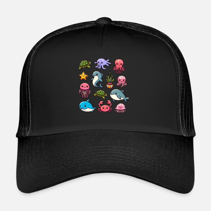 Créatures marines colorées pour les enfants Créatures marines Casquette trucker 