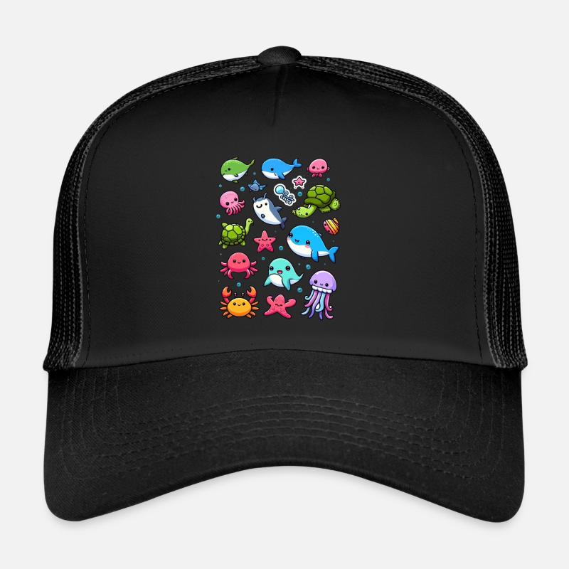 Colorful sea creatures for kids Sea creatures Trucker Cap