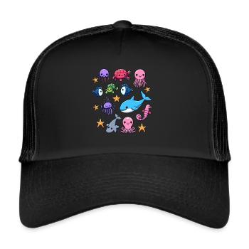 Colorful sea creatures for kids Sea creatures - Trucker Cap - black/black - Front