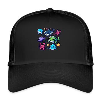 Colorful sea creatures for kids Sea creatures - Trucker Cap - black/black - Front