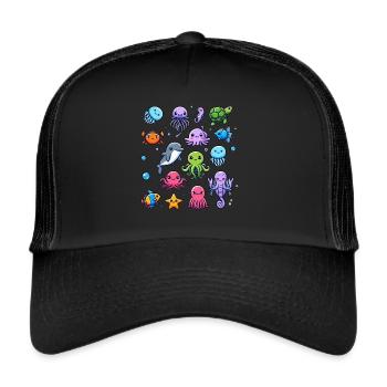 Colorful sea creatures for kids Sea creatures - Trucker Cap - black/black - Front