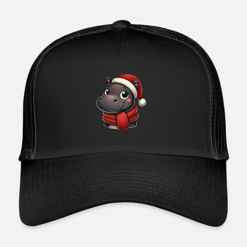 Hippopotame de Noël doux avec chapeau de Père Noël Casquette trucker 
