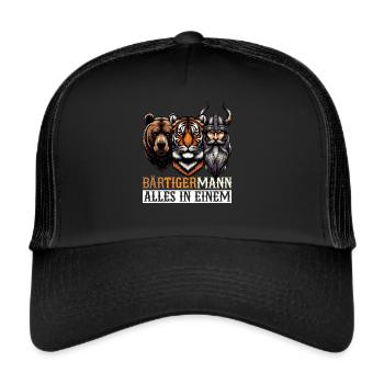 HOMME BARBU Viking barbe Homme Tigre Drôle - Casquette trucker  - noir/noir - Devant