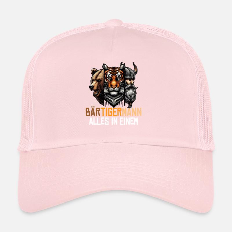 BEARDED MAN Viking Beard Man Tiger Funny Trucker Cap