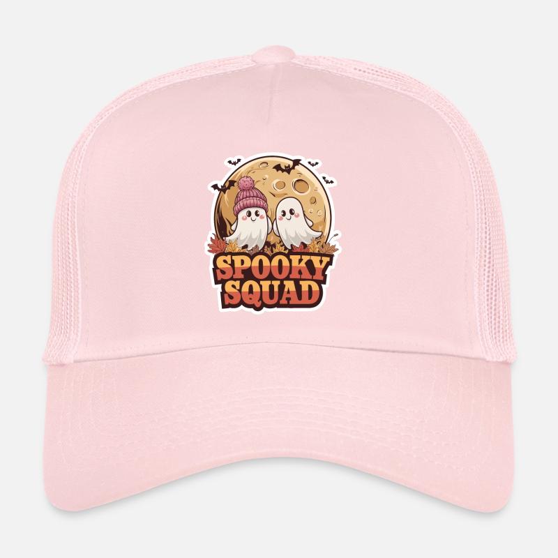 Halloween Spooky Squad Ghost with Hat Trucker Cap
