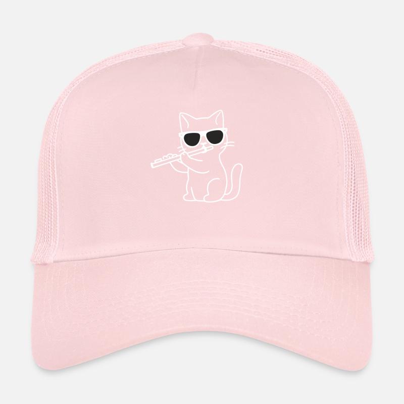 Katze Mit Sonnenbrille Spielt Flöte - Cat Wearing Trucker Cap